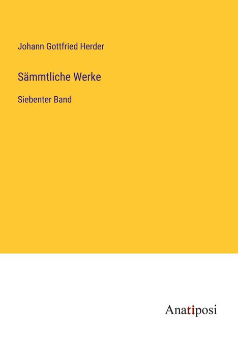 Johann Gottfried Herder: Sämmtliche Werke, Buch