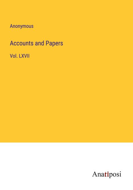 Anonymous: Accounts and Papers, Buch
