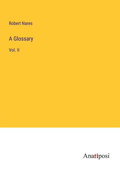Robert Nares: A Glossary, Buch