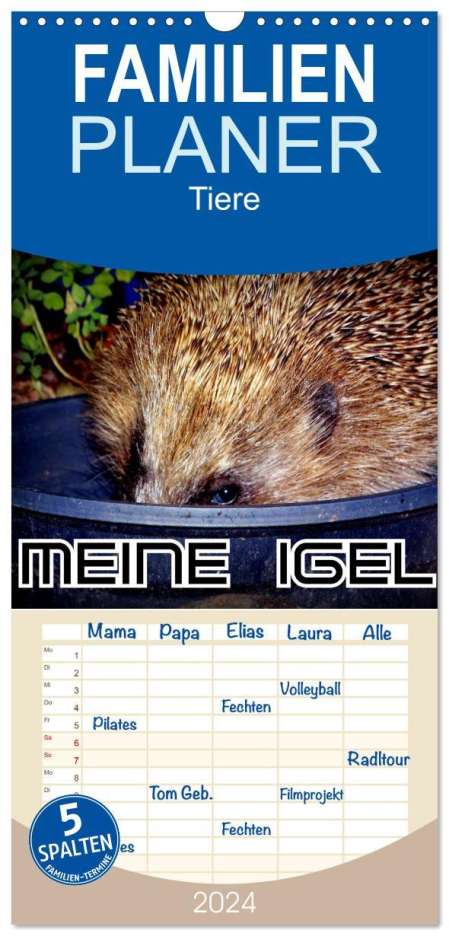 Henning von Löwis of Menar: Familienplaner 2024 - Meine Igel mit 5 Spalten (Wandkalender, 21 x 45 cm) CALVENDO, Kalender