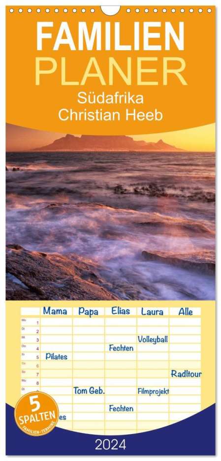 Christian Heeb: Familienplaner 2024 - Südafrika Christian Heeb mit 5 Spalten (Wandkalender, 21 x 45 cm) CALVENDO, Kalender