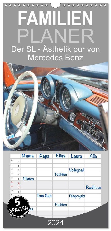 Katrin Lantzsch: Familienplaner 2024 - Der SL - Ästhetik pur von Mercedes Benz mit 5 Spalten (Wandkalender, 21 x 45 cm) CALVENDO, Kalender