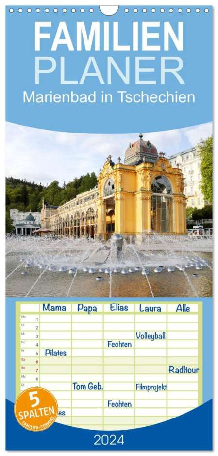 Gisela Kruse: Familienplaner 2024 - Marienbad in Tschechien mit 5 Spalten (Wandkalender, 21 x 45 cm) CALVENDO, Kalender