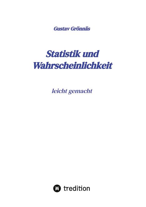 Gustav Grönnäs: Statistik und Wahrscheinlichkeit, Buch
