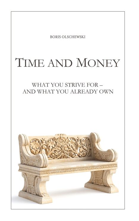 "Time and Money: What you strive for – and what you already own" von Boris Olschewski. Eine verzierte Bank.