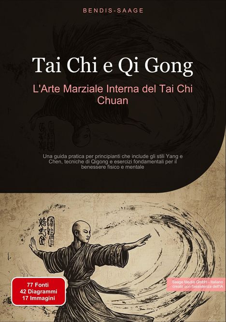 "Tai Chi e Qi Gong: L'Arte Marziale Interna del Tai Chi Chuan. Eine Illustration eines Mönchs in Kampfpose."