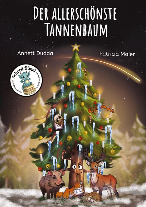 Titel: "Der allerschönste Tannenbaum". Autoren: Annett Dudda, Patricia Maier. Illustration: Festlich geschmückter Baum.