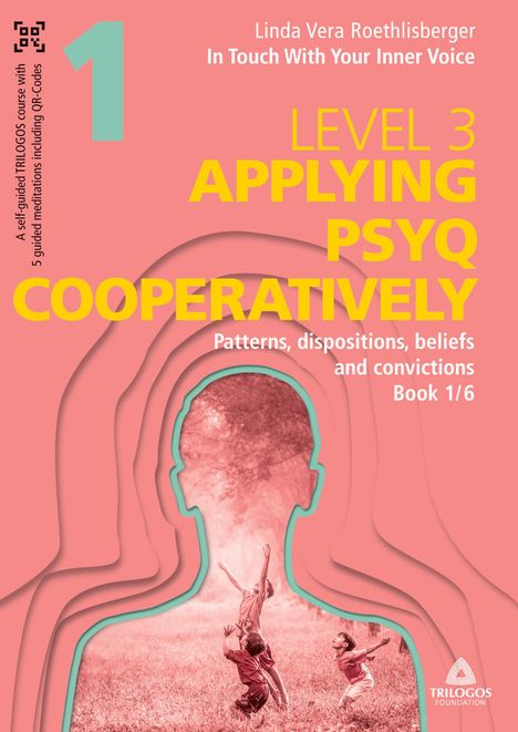 Text: "Level 3 Applying PsyQ Cooperatively." Illustration von spielenden Kindern in einer Kopf-Silhouette.
