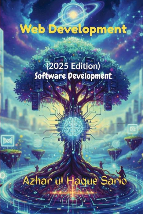 Web Development (2025 Edition) Software Development. Azhar ul Haque Sario. Ein Baum mit Computerschaltkreisen im Weltraum.
