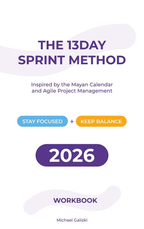 "The 13-Day Sprint Method" oben, "2026" mittig, "Workbook" unten. Sanfte Farben und klare Typografie.