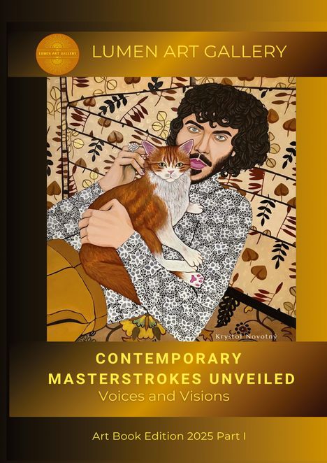 CONTERMPORARY MASTERSTROKES UNVEILED, Voices and Visions. Ein Mann hält eine Katze in seinen Armen.