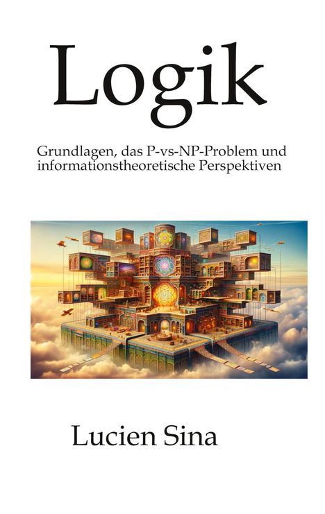 "Logik: Grundlagen, das P-vs-NP-Problem und informationstheoretische Perspektiven" von Lucien Sina. Fantasievolle Architektur.