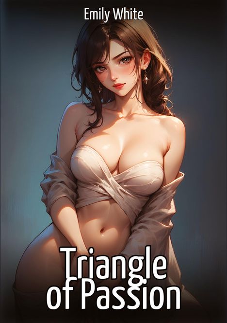 "Emily White" und "Triangle of Passion" auf einer stilisierten Illustration einer Frau mit langem Haar und schulterfreiem Top.