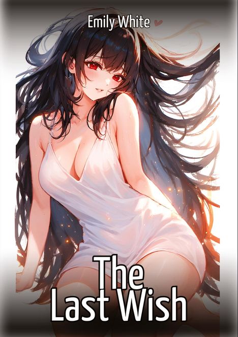 "Emily White, The Last Wish"; Anime-Stil, junge Frau mit langen, dunklen Haaren in weißem Kleid.