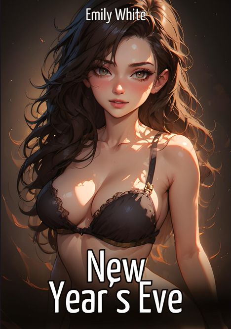 Oben steht "Emily White", unten "New Year’s Eve". Eine stilisierte Illustration einer Frau in Unterwäsche.