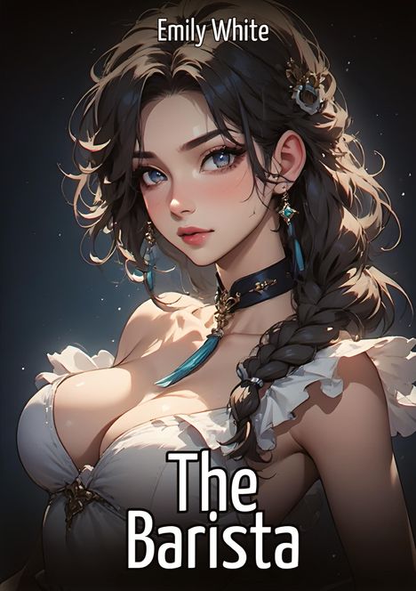 „Emily White“, „The Barista“. Illustration einer jungen Frau mit geflochtenem Haar und auffälligem Schmuck.