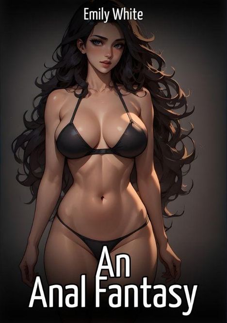Text: "Emily White" und "An Anal Fantasy". Illustration einer Frau mit dunklem Haar in schwarzem Bikini vor dunklem Hintergrund.