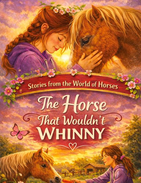 „Stories from the World of Horses: The Horse That Wouldn't Whinny“. Mädchen und Pferd berühren sanft Stirn an Stirn.