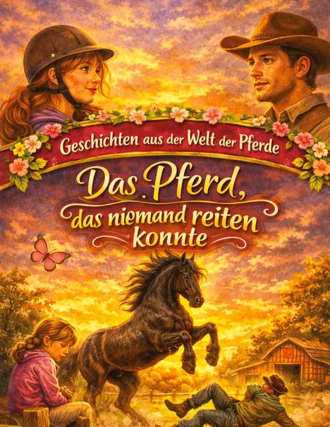 „Geschichten aus der Welt der Pferde: Das Pferd, das niemand reiten konnte.“ Zwei Figuren, ein Pferd im Vordergrund.