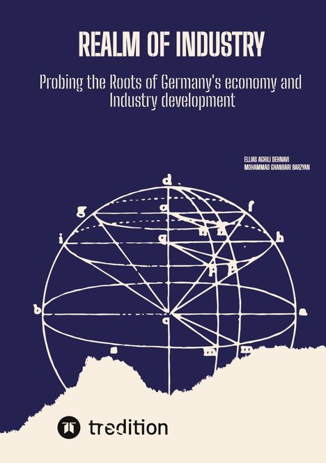 "REALM OF INDUSTRY" oben, darunter "Probing the Roots of Germany's economy and Industry development". Geometrisches Diagramm.