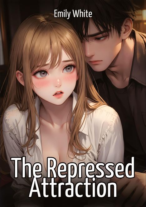 "Emily White", "The Repressed Attraction", Illustration: Eine junge Frau mit roten Wangen, daneben ein Mann, nah bei ihr.