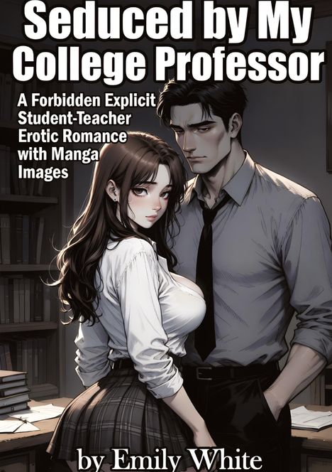 Titel: "Seduced by My College Professor". Zwei Manga-Figuren: Ein Mann in Hemd und Krawatte, eine Frau in Bluse und Rock.