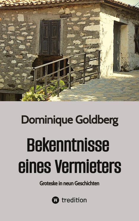 Titel: "Bekenntnisse eines Vermieters" von Dominique Goldberg. Illustration eines alten Hauses aus Stein.