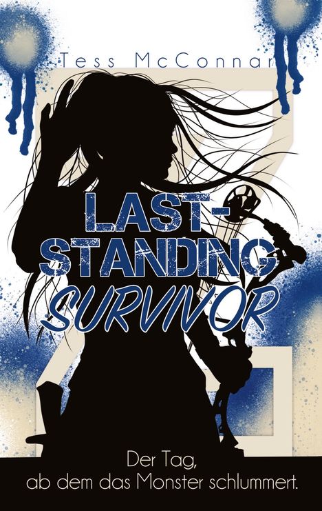 Titel: "Last-Standing Survivor". Autor: Tess McConnar. Silhouette einer Person mit langem Haar in dynamischer Pose.