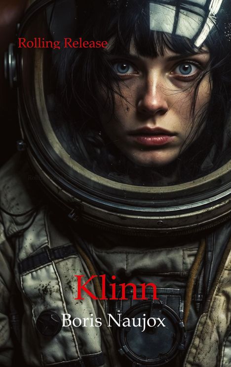 "Rolling Release," "Klinn" von Boris Naujox. Eine Person in einem Raumanzug schaut entschlossen durch einen Helm.