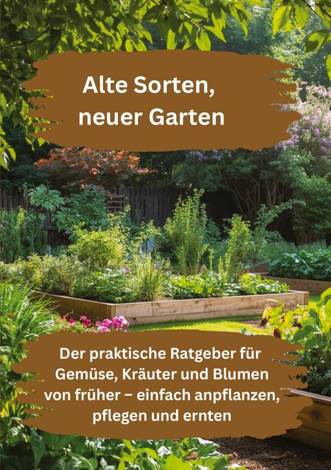 "Alte Sorten, neuer Garten. Der praktische Ratgeber für Gemüse, Kräuter und Blumen von früher." Ein lebendiger Garten mit Hochbeeten.
