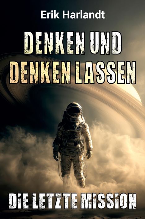 Erik Harlandt: „DENKEN UND DENKEN LASSEN – DIE LETZTE MISSION“. Ein Astronaut vor einem fernen Planeten.