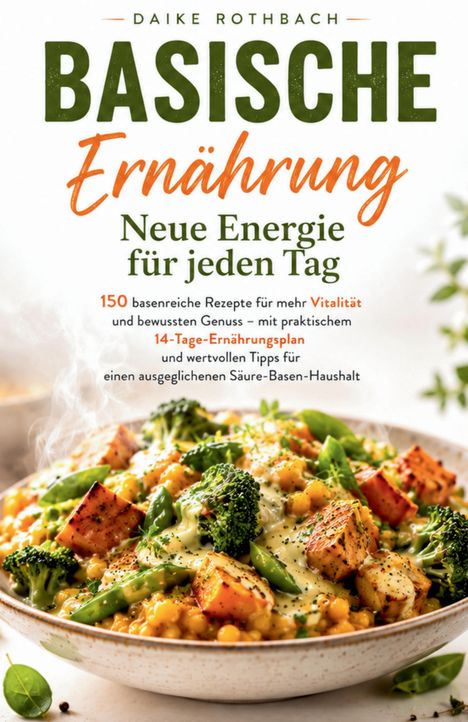 "Basische Ernährung: Neue Energie für jeden Tag." Eine Schale mit buntem Gemüse und Soße.
