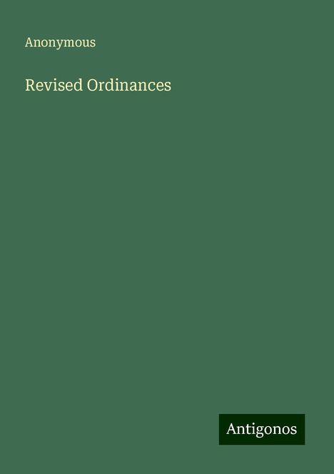 Anonymous: Revised Ordinances, Buch