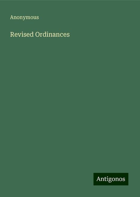 Anonymous: Revised Ordinances, Buch