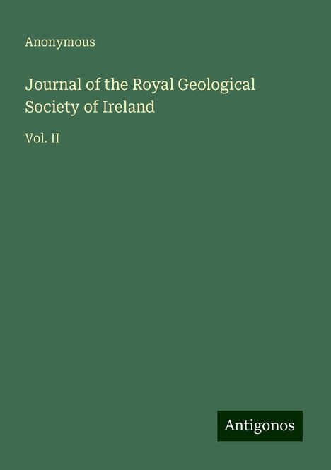 Anonymous: Journal of the Royal Geological Society of Ireland, Buch