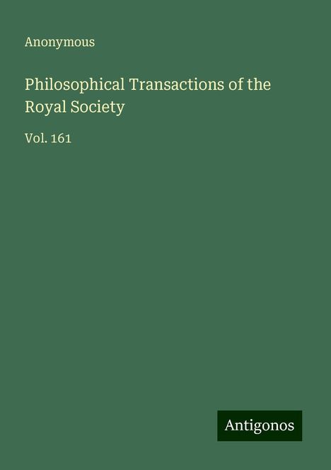 Anonymous: Philosophical Transactions of the Royal Society, Buch