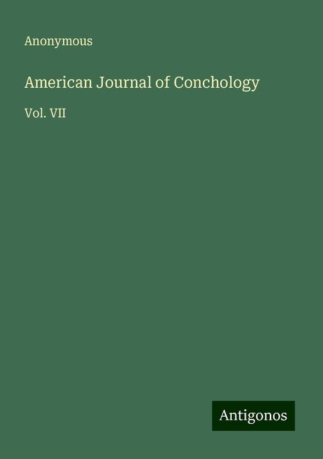 Anonymous: American Journal of Conchology, Buch