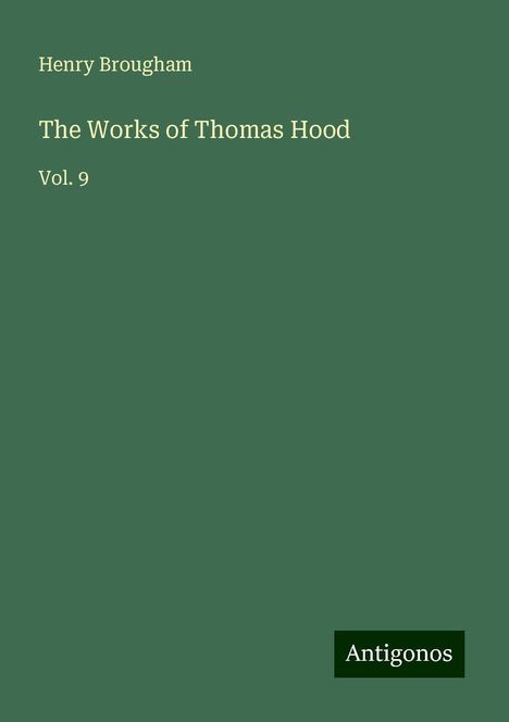 Henry Brougham: The Works of Thomas Hood, Buch