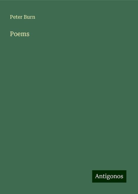 Peter Burn: Poems, Buch