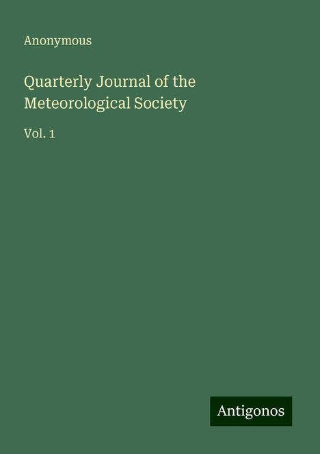 Anonymous: Quarterly Journal of the Meteorological Society, Buch