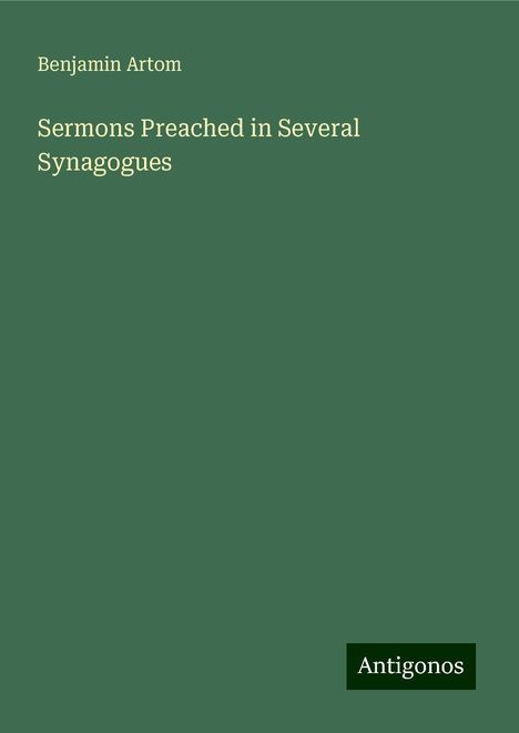 Benjamin Artom: Sermons Preached in Several Synagogues, Buch