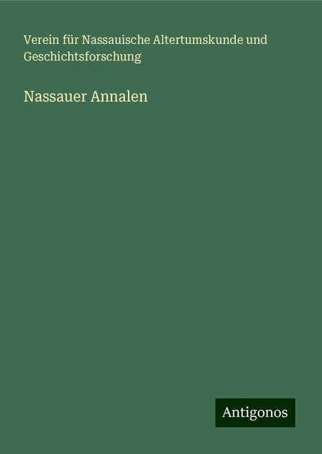 Verein für Nassauische Altertumskunde und Geschichtsforschung: Nassauer Annalen, Buch