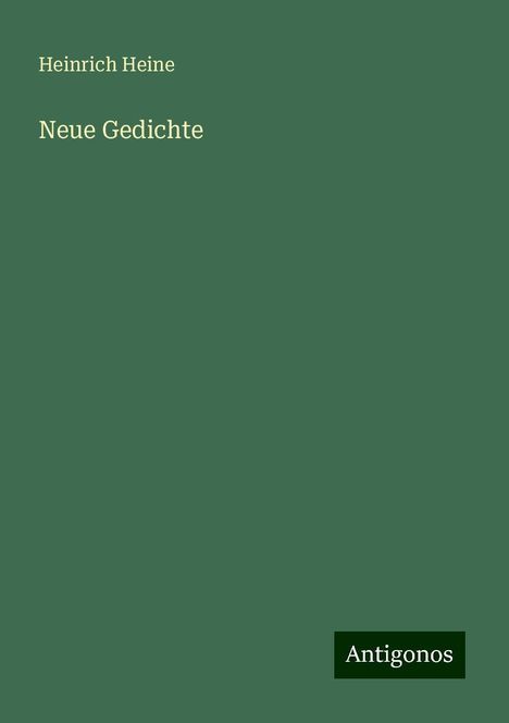 Heinrich Heine: Neue Gedichte, Buch