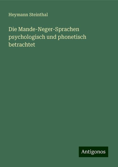 Heymann Steinthal: Die Mande-Neger-Sprachen psychologisch und phonetisch betrachtet, Buch