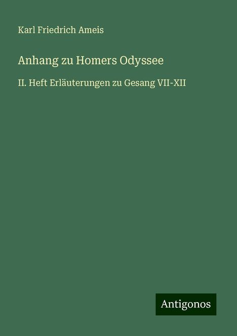 Karl Friedrich Ameis: Anhang zu Homers Odyssee, Buch