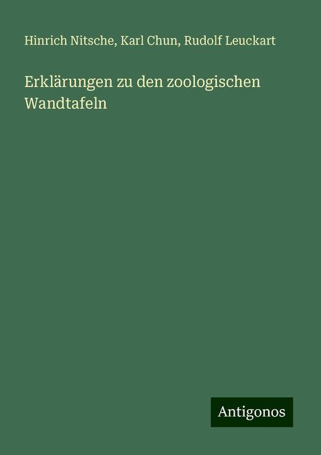 Hinrich Nitsche: Erklärungen zu den zoologischen Wandtafeln, Buch