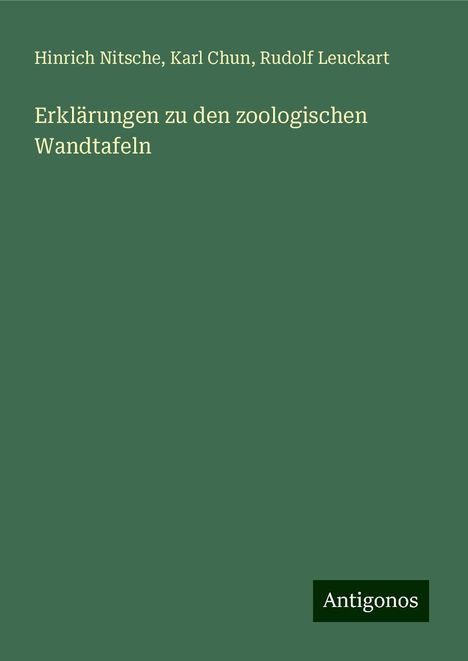 Hinrich Nitsche: Erklärungen zu den zoologischen Wandtafeln, Buch