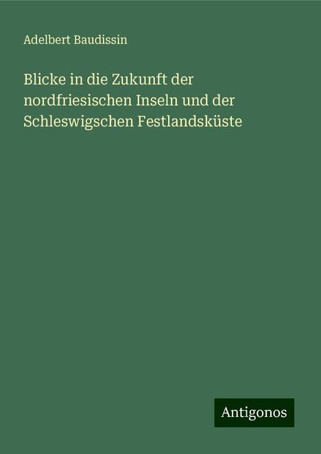 Adelbert Baudissin: Blicke in die Zukunft der nordfriesischen Inseln und der Schleswigschen Festlandsküste, Buch