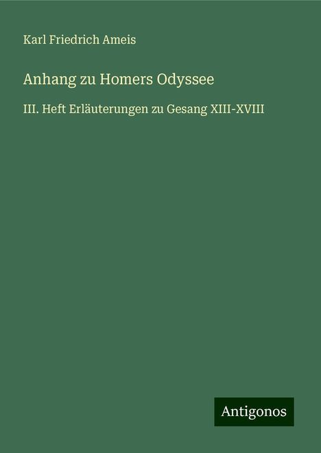 Karl Friedrich Ameis: Anhang zu Homers Odyssee, Buch