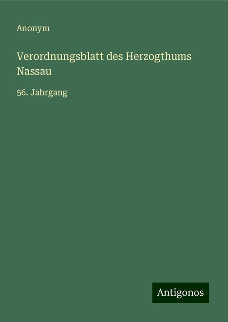 Anonym: Verordnungsblatt des Herzogthums Nassau, Buch